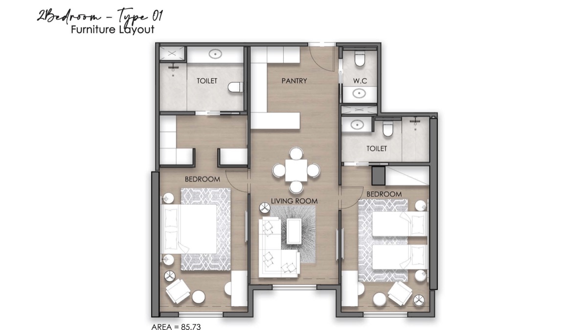 2 Bedroom Type 01 Layout